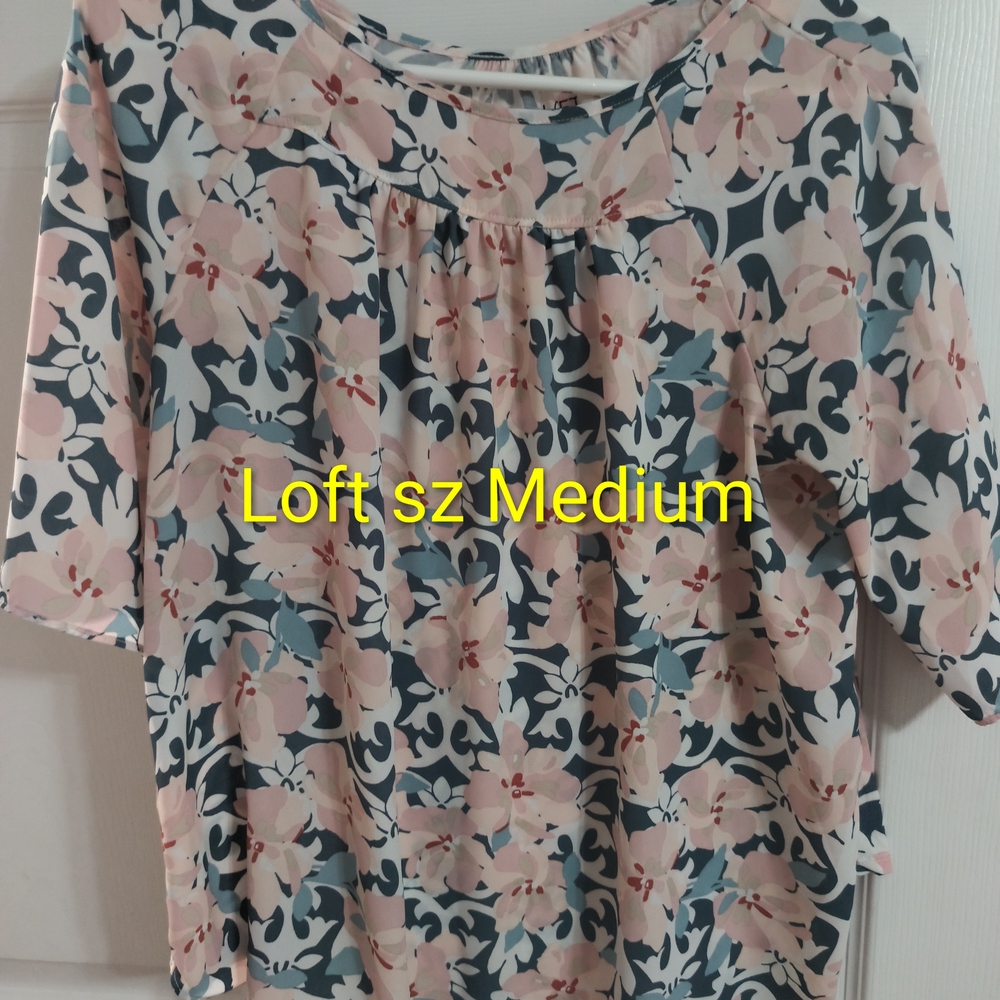 LOFT Floral Blouse - Pink and Blue